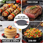 Non-Stick Electric Indoor Grill Pan, Smokeless Electric Griddle with Temperature Control, Round Baking Pan for BBQ, Steaks, Pancakes & Comal Electrico para Tortillas (28cm/11in)
