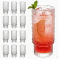Large Capacity 16 oz Hobnail Drinking Glasses Set of 12, Vintage Glassware Drinking Glasses, Clear Water Glasses Tumbler, Cups for Kitchen, Juice, Beer, Cocktail, Whiskey