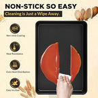 Professional Non-Stick Baking Sheets Set, 3-Piece Heavy Duty Carbon Steel Cookie Sheets with Oven Safe & Even Heating for Baking, Roasting, Cooking (Black)