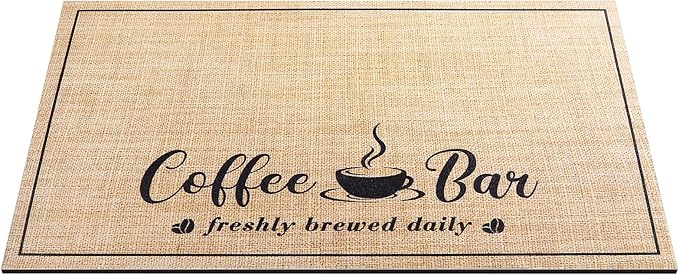 CooRug Absorbent Coffee Mat, Fashion Dish Drying Mat for Kitchen Counter Coffee Bar Accessories Espresso Machine Dish Rack 12" x 20" Beige