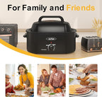 Sunvivi Roaster Oven, Electric Roaster Oven with Viewing Lid, 28lb 24-Quart Turkey Roaster with Unique Defrost/Warm Function, Large Roaster with Removable Pan & Rack, Stainless Steel, Black