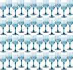Plastic Wine Glasses, Plastic Goblets Vintage Style Cordial Unbreakable Drinking Glasses, Reusable Drinkware for Wedding Reception, Grand Event Party Supplies (48, Dusty Blue)