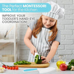 Zulay 3-Piece Kids Knife Set for Real Cooking & Baking - Toddler Knives for Cutting Fruits, Veggies, & Cake - Children’s Montessori Knife with Serrated Edges - Safe & Fun Lettuce Knife (Blue)