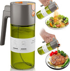 LUKUMIQI 2 in 1 Oil Sprayer for Cooking, 17oz Light-Blocking Glass Spray Bottle with Stickers, Oil Dispenser for Salad, Air Fryer & BBQ
