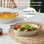 ONEMORE Au Gratin Baking Dish Oval Ceramic White Small Casserole Dish Oven Safe Baking Dishes for Oven Individual Serving Dishes Mini Casserole Dish Set of 4 for Lasagna Quiche, 6x8, 20 oz, Brown Rim