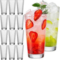 12 pcs Drinking Glasses, Origami Style Highball Glasses, 10oz Glass Cups, Elegant Ripple Vintage Glassware, Coffee Glasses, Durable Drinkware Cups for Cocktails, Water, Juice, Beer, Whiskey