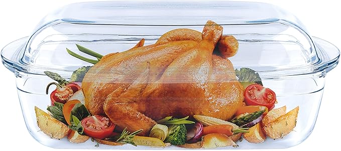 Large Casserole Dish With Lid - 4.7qt Glass Baking Dishes For Oven - Clear oval Glass Casserole Dish - Cookware For Cooking, Baking, Serving
