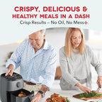 Dash Tasti-Crisp™ Air Fryer - AirCrisp® Technology - Compact Design with Adjustable Temperature Control - Nonstick Fry Basket & Auto Shut-Off Feature - 2.6 Quarts - Cool Grey