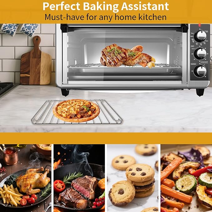 Countertop Toaster Oven Accessories for BLACK DECKER 8 Slice Extra Wide Convection Toaster Oven, 16.5×11.5 IN Stainless Steel Toaster Oven Replacement Parts Baking Rack Wire Rack