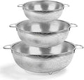 TeamFar Colander Set of 3, Stainless Steel Perforated Metal Colander Strainer with Handles for Spaghetti, Pasta, Berry, Rust Free & Dishwasher Safe - 1/3/5-quart