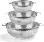 TeamFar Colander Set of 3, Stainless Steel Perforated Metal Colander Strainer with Handles for Spaghetti, Pasta, Berry, Rust Free & Dishwasher Safe - 1/3/5-quart