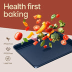 Diamond Bottom Cookie Sheet Set of 2, Nonstick Blue Carbon Steel Baking Pans for Crisp Baking, Space-Saving Stackable Trays, PFOA, PFOS, PTFE Free, Oven Safe Up to 450°F, Small & Medium Pans