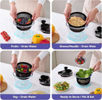Good Girps 3.2 Qt Glass Salad Spinner Small Vegetable Dryer with Drain Microwave Safe Dishwasher Safe with Transparent Lid Crank Handle Quick Spin Greens Washer for Lettuce Herbs Fruits