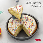 GoodCook PRO Round Cake Pan Nonstick Warp & Scratch-Resistant Dishwasher-Safe Carbon Steel Construction for Even Baking, 9-Inch Round, Gray