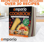 Emporio Kitchen Stackable Baking Pan Set - Deluxe Nonstick Black Coating, Carbon Steel Bakeware Sets, PFOA, PFOS, PTFE Free, Recipe Booklet Included, Oven Safe (Up to 450°F), Set of 7 - Black