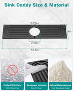 Stone Faucet Mat for Kitchen Sink, Diatomite Sink Protectors - Prevent Moisture Drying Stone Tray Fit Kitchen Counter & Bathroom Counter (Dark Gray, 15.8" x 4")