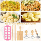 7PCS Pasta Maker Tool Set, Ravioli Mold Set, Ravioli Maker with Roller Wheel, Ravioli Cutter Set with Wooden Handle, Pasta Making Kit for Ravioli Press Mold Pasta Making Kit Accessories for Home (7)
