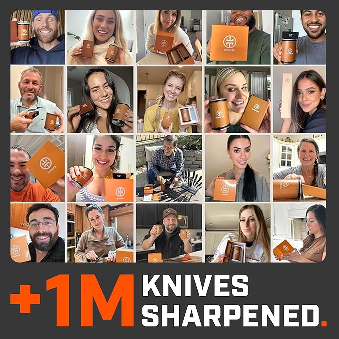 The Original Tumbler Rolling Knife Sharpener™ - Knife Sharpening Made Easy - Knife Sharpener Tool for Kitchen, Outdoor & Utility Knives - 15 & 20° Angles - Ultimate Gift for Father's Day