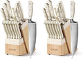 CAROTE 14 Pieces Knife Set with Block, Forged, High Carbon Stainless Steel Sharp Blade Block Knife Set, Dishwasher Safe Cutlery, Cream (Pack of 2)