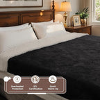 Electric Heated Blanket Throw Size - 50"x60", Soft Flannel Heating Blanket, 4 Heating Levels, 3 H Auto Shut Off, Breathable Warm and Washable for Sofa, Dark Grey