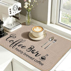 Findosom Dish Drying Mat, 16"x 24" Super Absorbent & Hide Stain Coffee Mat, Cuttable Drying Mat for Kitchen Counter, Coffee Bar Accessories, Under Dish Rack, Coffee Maker, Espresso Machine, Linen