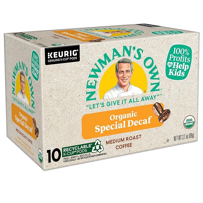 Newman's Own Organics Special Blend Decaf Keurig Single-Serve K-Cup Pods, Medium Roast Coffee, 60 Count (6 Packs of 10)