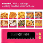 VAL CUCINA Limited Edition Happy Pink Infrared Heating Air Fryer Toaster Oven, Extra Large Countertop Convection Oven 10-in-1 Combo, 6-Slice Toast, Enamel Baking Pan Easy Clean with Recipe Book