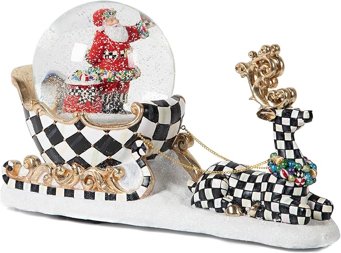 MACKENZIE-CHILDS Snow Globe, Light-Up Musical Christmas Decor for Living Room, Dashing Through The Snow