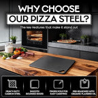 Pizza Steel for Oven | Made in USA | 16" x 14.25" | Pre-Seasoned Baking Steel for Bread, Pizza, Sourdough & More | Premium Quality Crust at Home | Use in Oven, Grill, BBQ |