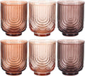 Venus Vintage Drinking Glasses Set of 6-15oz Hand-Blown Highball Ribbed Glassware, Arch Design Cocktail Glasses for Whiskey Water Beverages Ice Coffee Juice Milk