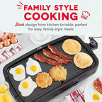 Dash Deluxe Everyday Griddle - Electric Griddle with Removable Plate - Nonstick, Easy-Clean Surface & Anti-Slip Base - Recipe Book Included - Black