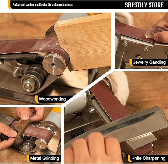 Multifunctional Electric Knife and Tool Sharpener, 7 Adjustable Speed Knife Making Belt Grinder Knife Sharpening System - For Hunting, Serrated & Kitchen Knives, Wood, Plastic, Crafts