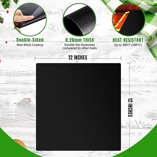 Toaster Oven Liners Reusable for Ninja Air Fryer Bottom Heat Resistant Mat 3 Pack, Compatible with Cuisinart Air Fryer Toaster Oven 12"x12" Airfryer Liner, Heavy Duty Nonstick Square Mats