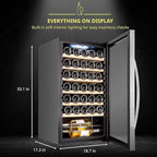 SCHMÉCKÉ 34 Bottle Compressor Wine Cooler Refrigerator w/Lock - Large Freestanding Wine Cellar For Red, White, Champagne or Sparkling Wine - 41f-64f Digital Temperature Control Fridge Stainless Steel