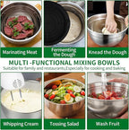 WEPSEN Mixing Bowls Set, 25PCS Stainless Steel Mixing Bowl with Lid Set, Large Nesting Bowls 7, 4.5, 3,2, 1.5QT, Measuring Cups and Spoons Baking Utensils Metal Bowl for Kitchen Prep