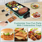 1500W Electric Indoor Grill,2 in 1 Smokeless Indoor Grills,Portable Korean BBQ Raclette Table Grill for Kitchen with Net & Non-Stick Cooking Removable Plate 5 Temperature Control,Dishwasher Safe