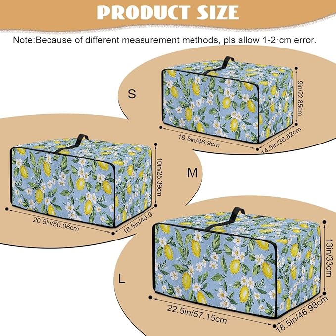 Lemon Daisy Print Toaster Oven Heavy Duty Cover with Pockets, Dust-proof Anti Fingerprint Microwave Oven Cover, Air Fryer Covers for Kitchen Counter (Medium-16.1*19.71*10 inches)