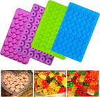 Gummy Candy Molds - Silicone Gummy Dinosaur/Donut/Small Hearts Shapes/Bear Mold with 2pcs Dropper,Non-stick and Bpa Free for Mini Candy Chocolate Gummies Baking