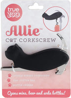 True Zoo Allie the Black Cat Corkscrew Wine Opener with Built-in Bottle Opener & Sharp Foil Cutter, Stainless Steel and Plastic, Home Bar, Kitchen, Travel, Novelty Gifts, Set of 1