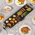 Nightcore 27" Large Electric Griddle, Teppanyaki Grill w/Adjustable Thermostat, Insulated Handles, Drip Tray & Nonstick Surface, Pancake Griddle, Indoor Outdoor Tabletop BBQ Grill for Party Camping