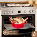 Silicone Bread Sling for Dutch Oven, 2 PCS Red Non-Stick & Reusable Bread Baking Mat with Extra Long Handles, Easy and Safe Sourdough Transfer, Dishwasher Safe Baker's Tools, Round and oval