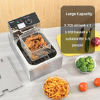 Electric Deep Fryer 10L/10.5QT Stainless Steel Single Tank Commercial Fryer with Basket, 1700W 110V Countertop Deep Fryer for Home Kitchen and Restaurant Use with Oil Thermometer & Temperature Control