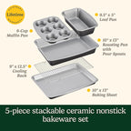Cuisinart, 5-Piece Stackable Ceramic Nonstick Bakeware Set, MBT-5