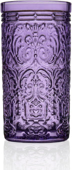 Godinger Highball Glasses, Tall Drinking Glasses, Beverage Glass Cups - Jax Collection, Purple Grape, Set of 4