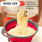 Red Kitchen Strainer Colander Set - 2 PCS Silicone Food Strainers for Kitchen Collapsible Colander with Plastic Handles for Pasta and Spaghetti Multifunctional