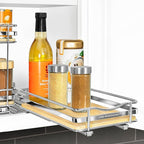 LYNK PROFESSIONAL® Élite™ Pull Out Spice Organization for Cabinets - 6-3/8 inch Wide – Spice Rack for Inside Cabinets – Wood/Chrome - Sliding Spice Rack Organizer for cabinet – Spice Rack - 1 Tier