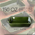 Verde Large Rectangular Stoneware Baker – 16” x 10.25” x 3” – 150oz Deep Dish for Casseroles, Lasagna & Roasting – Oven, Microwave & Dishwasher Safe – Elegant Oven-to-Table Bakeware