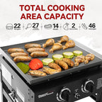 Royal Gourmet GB2000N 2 Burner Propane Gas Griddle, 23 Inch Flat Top Grill with 450 Sq. In. Cooking Area for Backyard and Tailgating, Black