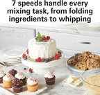 Hamilton Beach Electric Stand Mixer, 4 Quarts, Dough Hook, Flat Beater Attachments, Splash Guard 7 Speeds with Whisk, Red