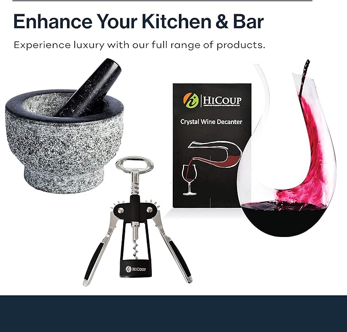 Hicoup Wine Opener - Professional Corkscrews for Wine Bottles w/Foil Cutter and Cap Remover - Manual Wine Key for Servers, Waiters, Bartenders and Home Use - Ebony Wood